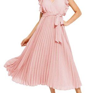 Semi Wrap Pleated Dress